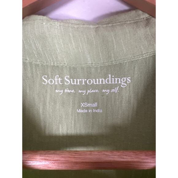 Soft Surroundings Madie Tunic Womens Sz XS Embroidered Button Up Roll Tab Sleeve - Picture 8 of 9